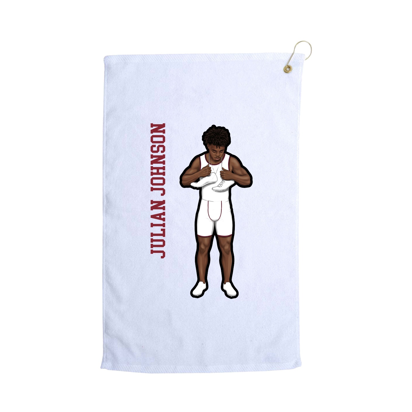 Golf Towel — Name Vertical in White