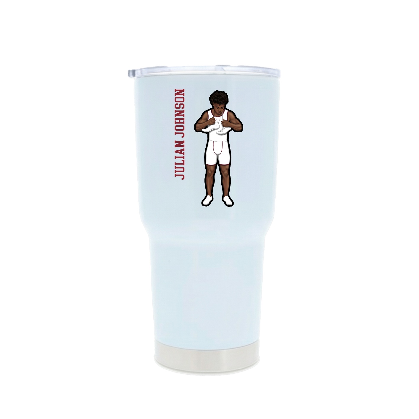 30oz Stainless Steel Tumbler — Name Vertical in White