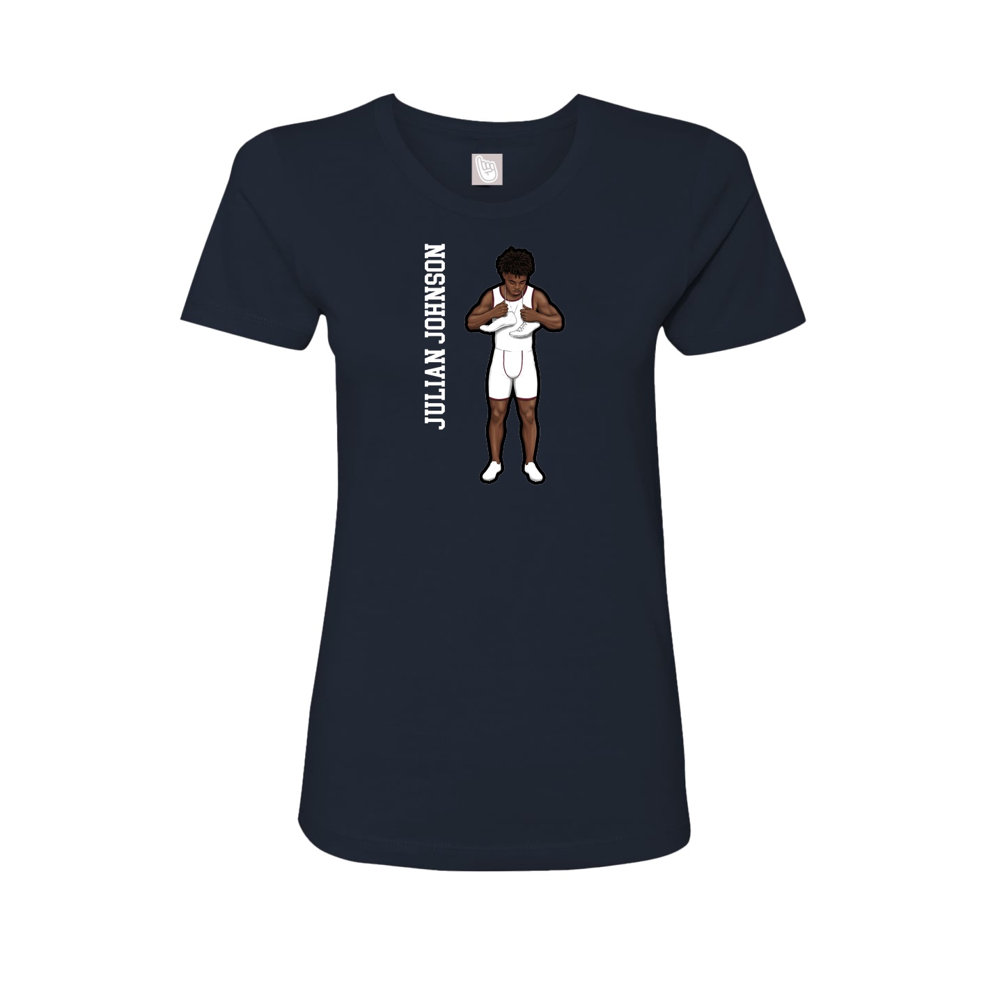 Womens Tee — Name Vertical in Navy
