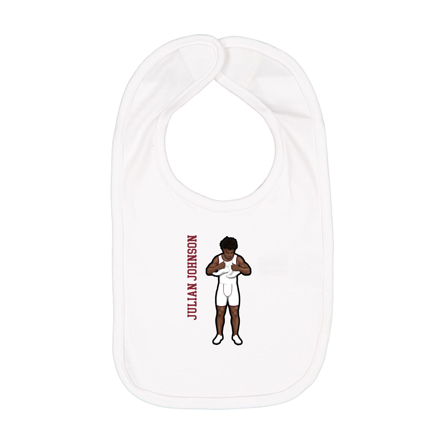 Infant Bib — Name Vertical in White