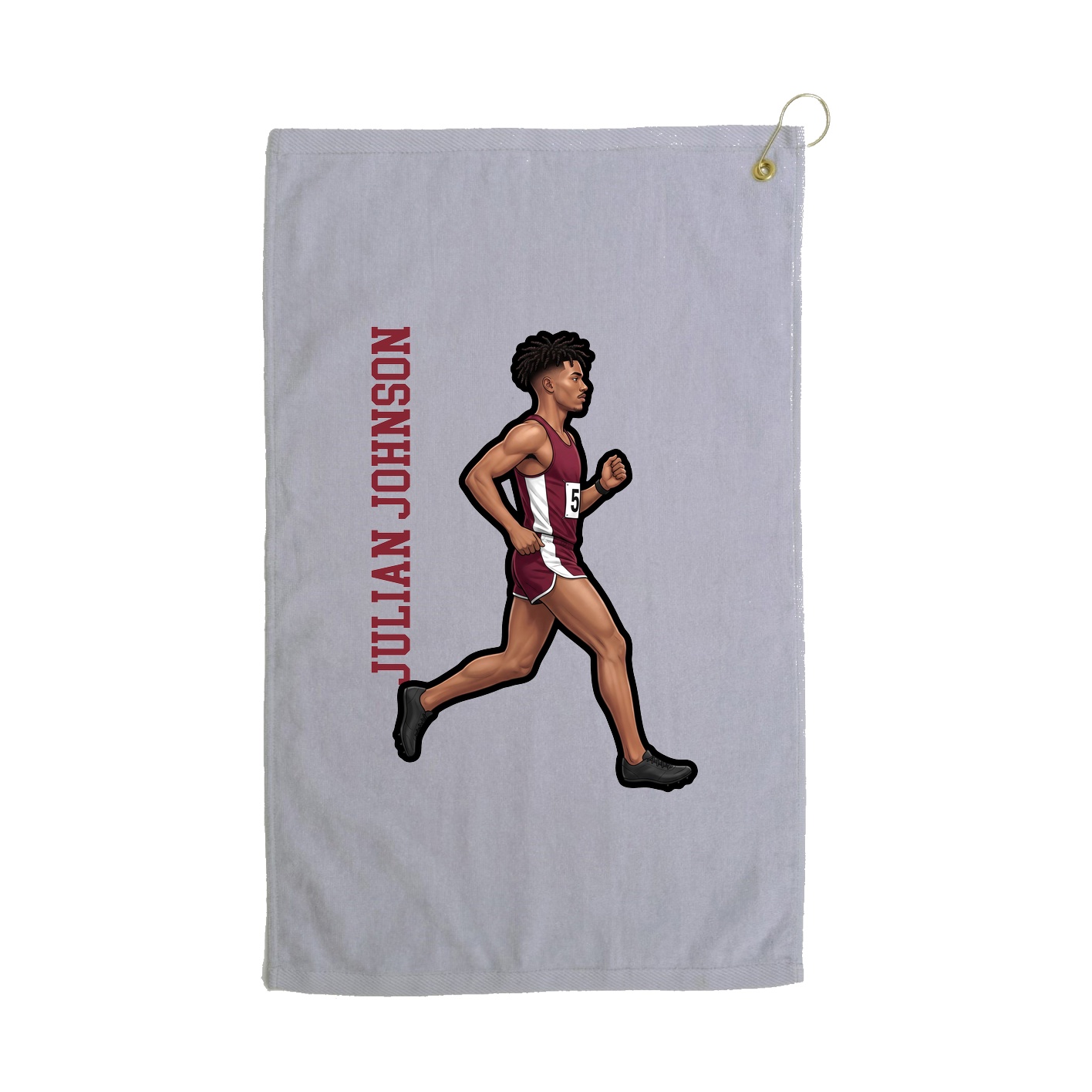Golf Towel — Name Vertical in Grey