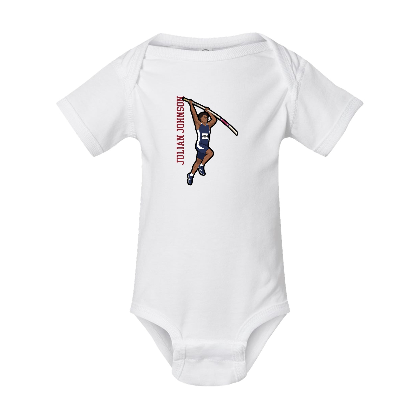 Baby Onesie — Name Vertical in White