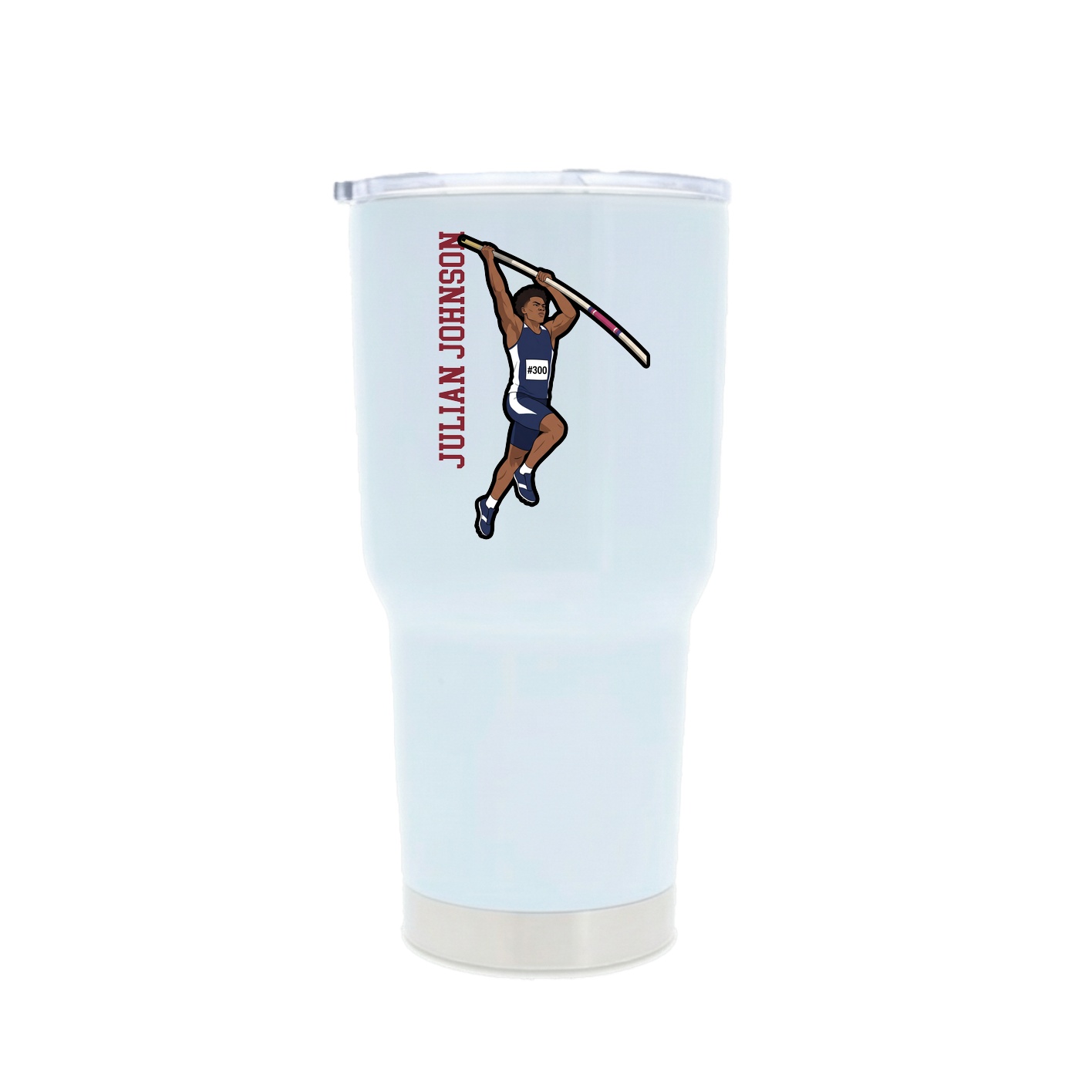30oz Stainless Steel Tumbler — Name Vertical in White