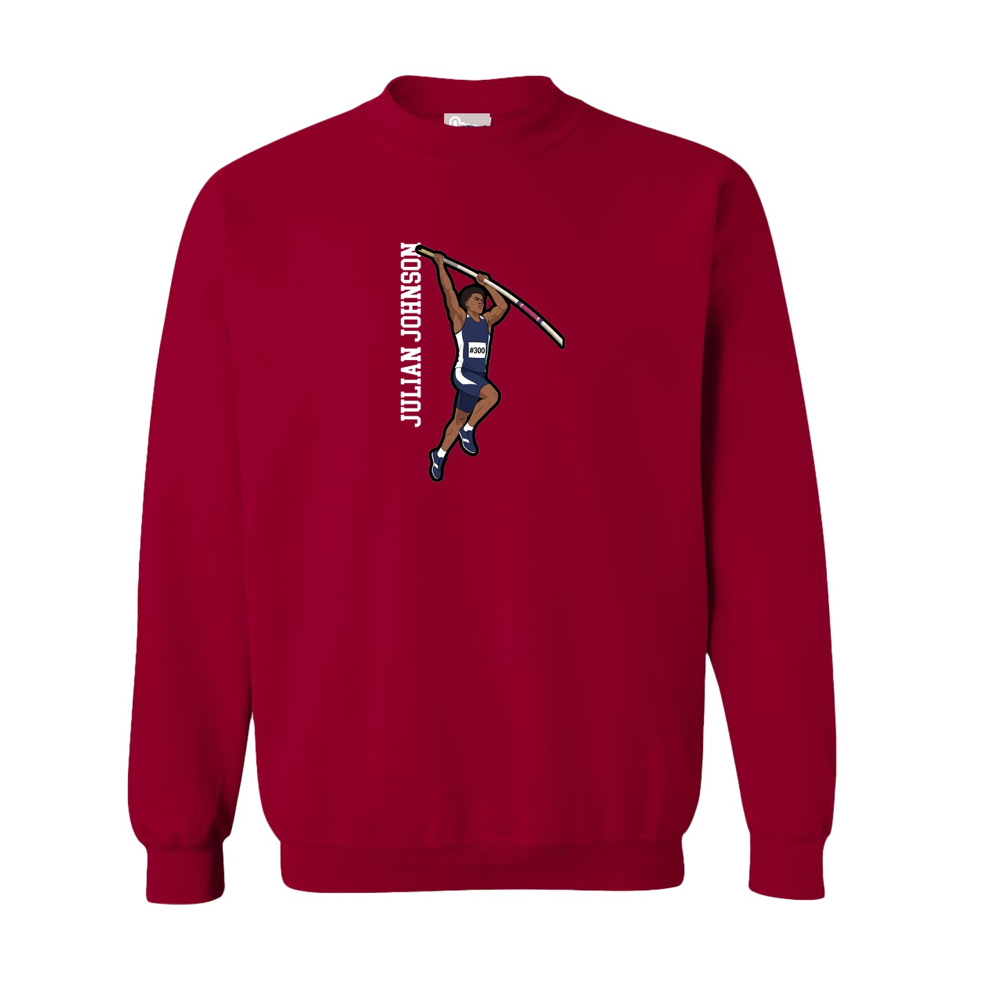 Fleece Crew — Name Vertical in Cardinal