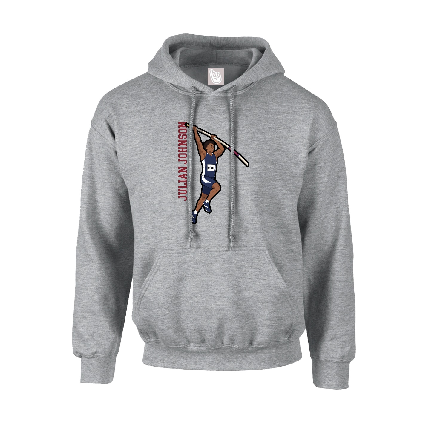 Youth Hoodie — Name Vertical in Grey