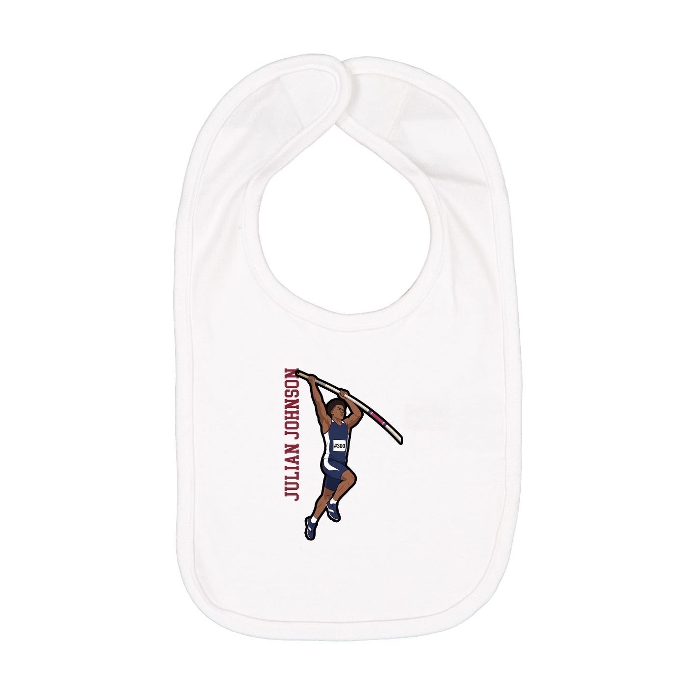 Infant Bib — Name Vertical in White