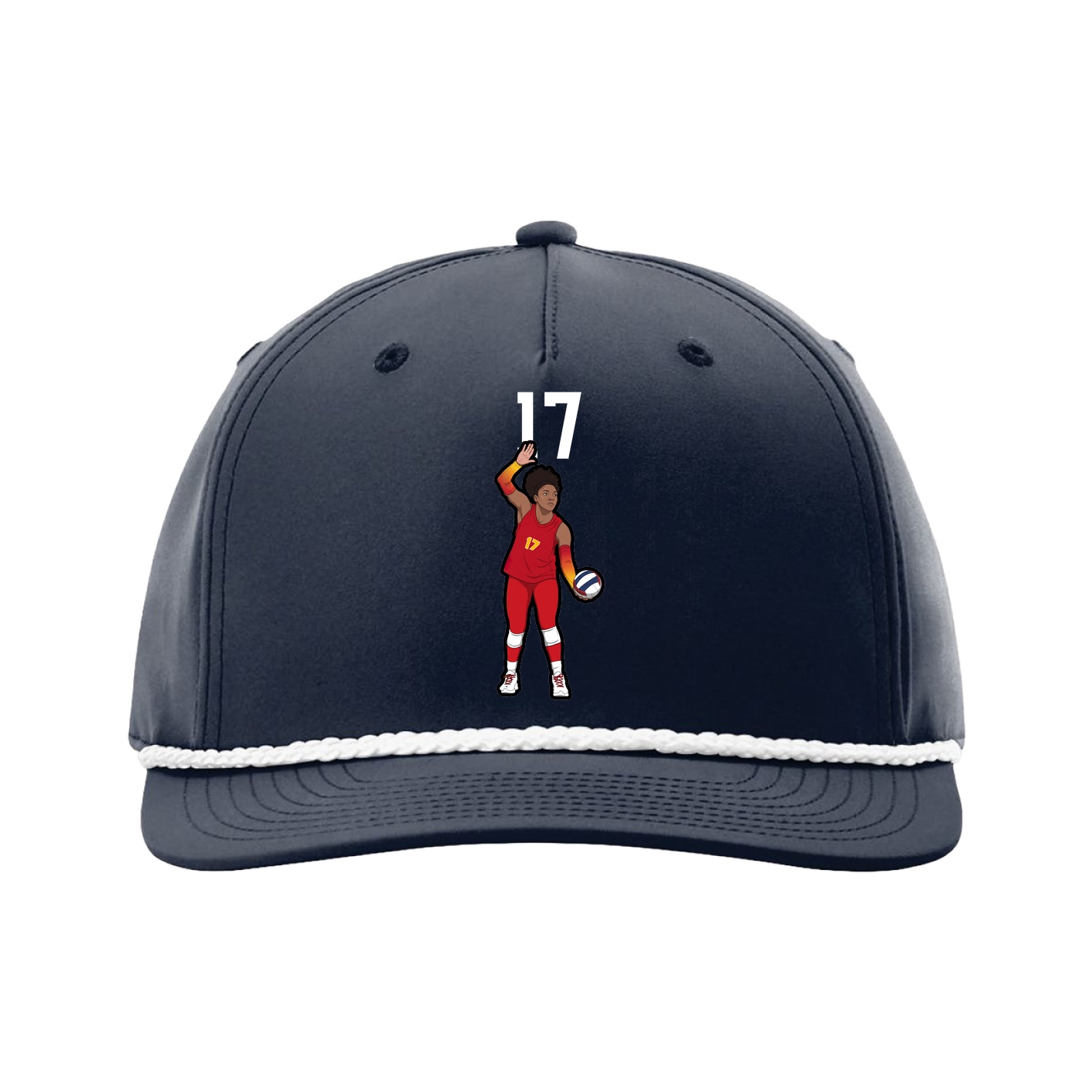 Five-Panel Classic Rope Cap — Number Top in Navy