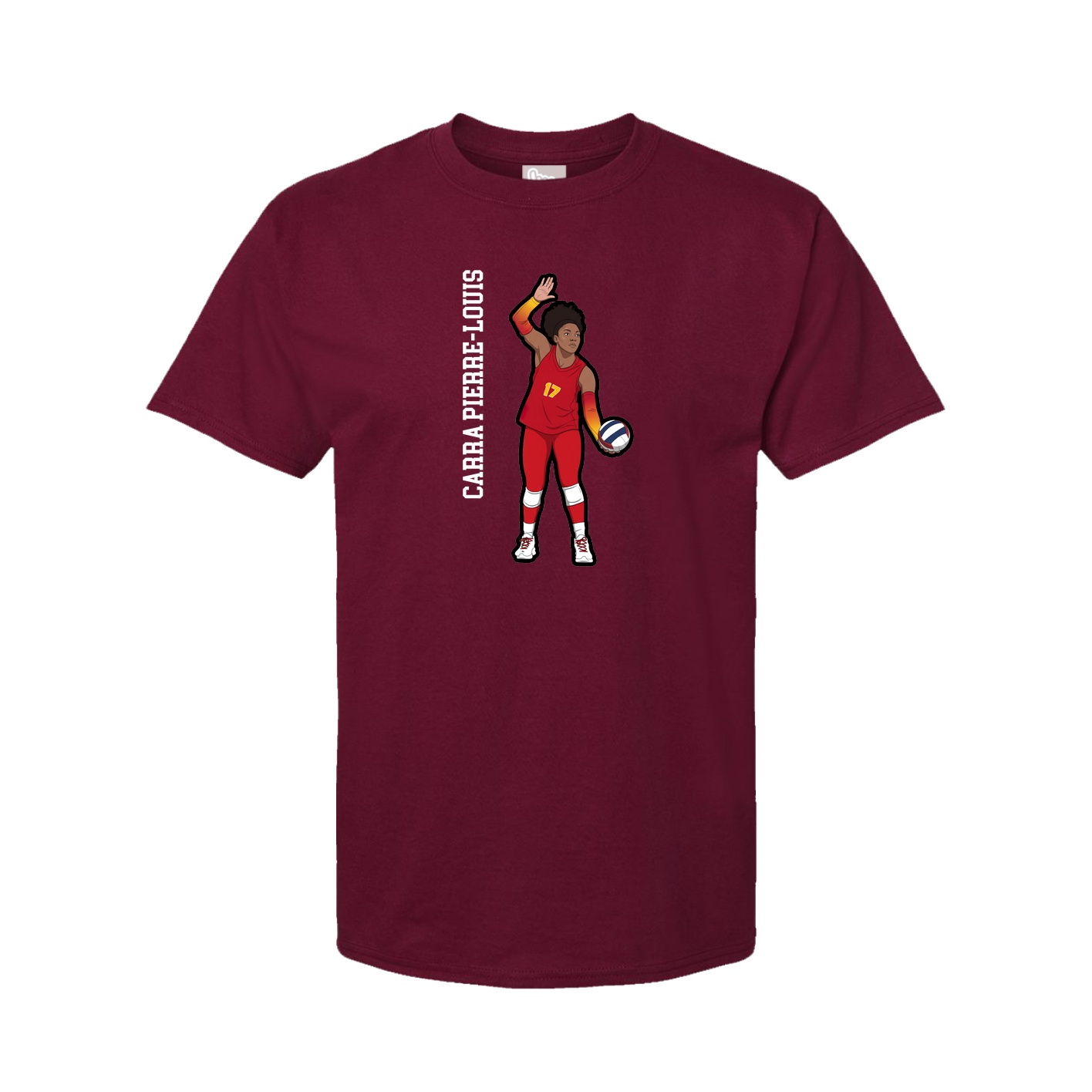 Youth Tee — Name Vertical in Cardinal