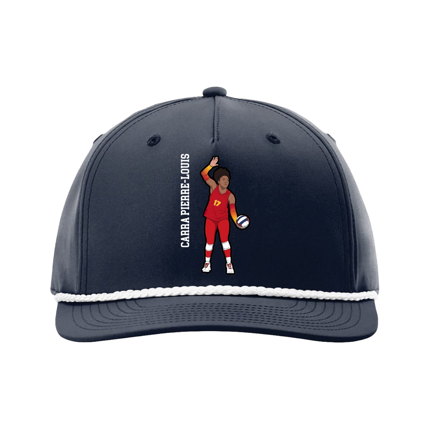 Five-Panel Classic Rope Cap — Name Vertical in Navy