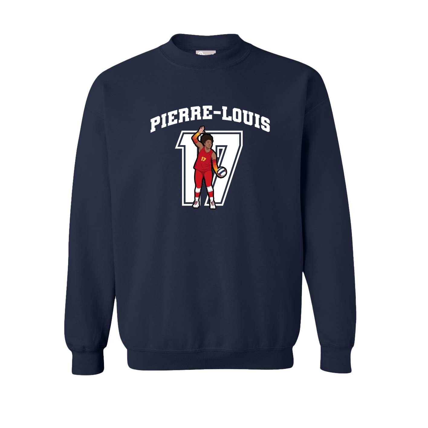 Fleece Crew — Number in Navy
