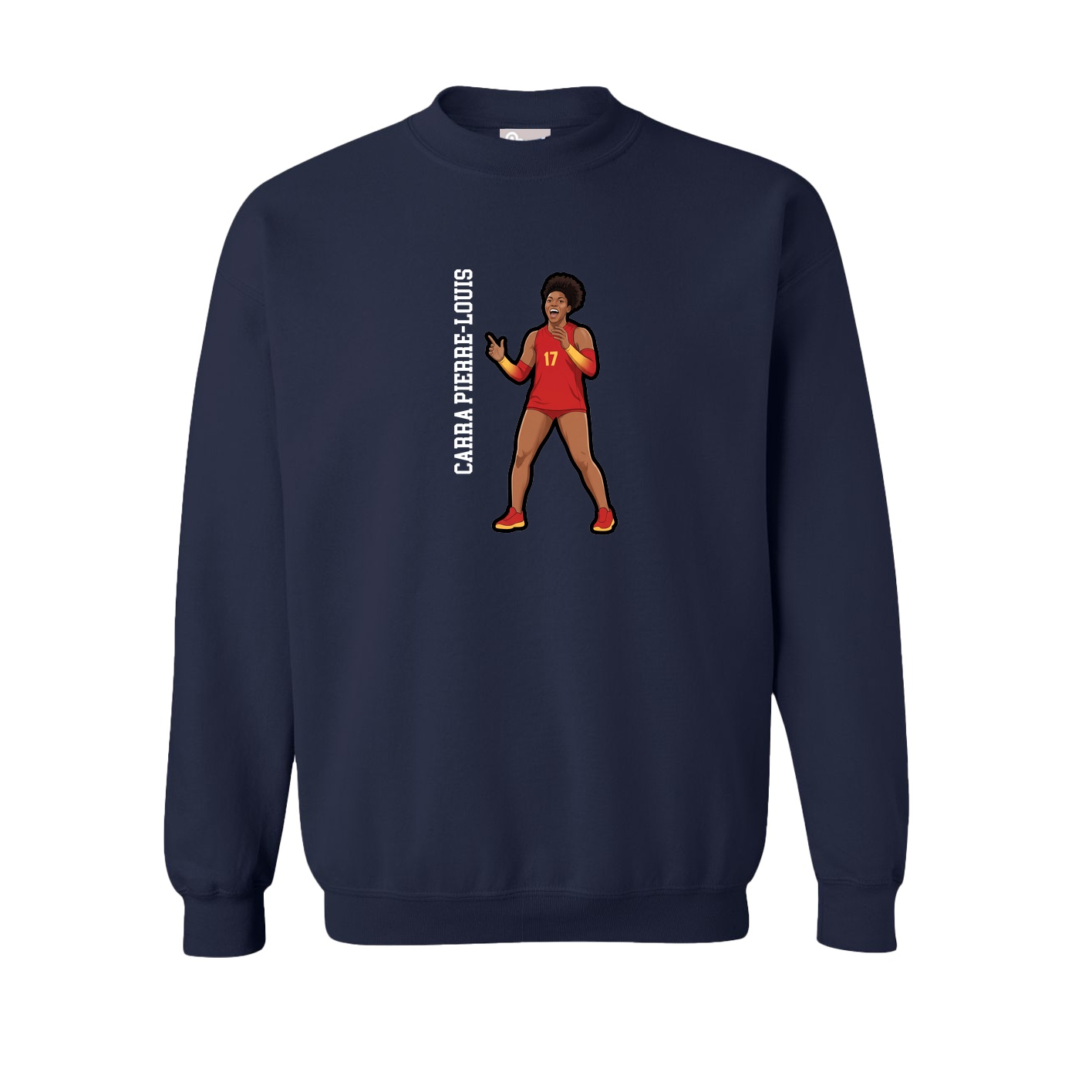 Fleece Crew — Name Vertical in Navy