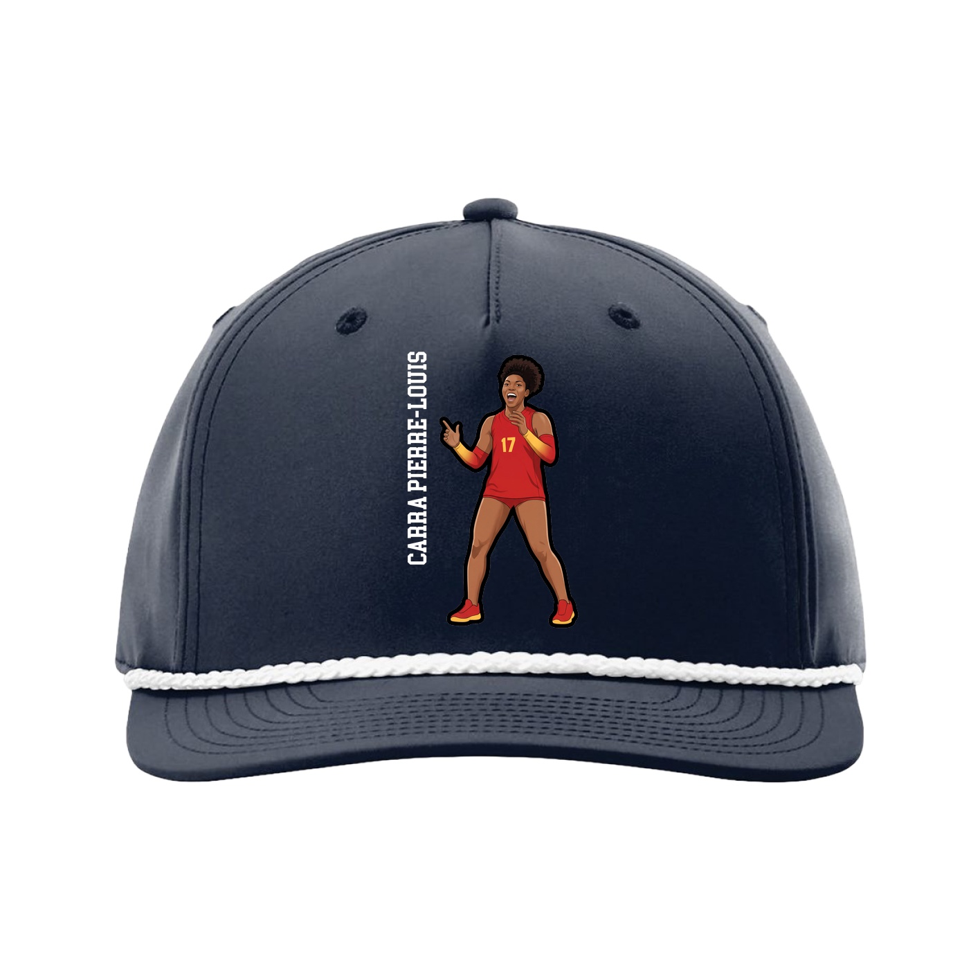 Five-Panel Classic Rope Cap — Name Vertical in Navy