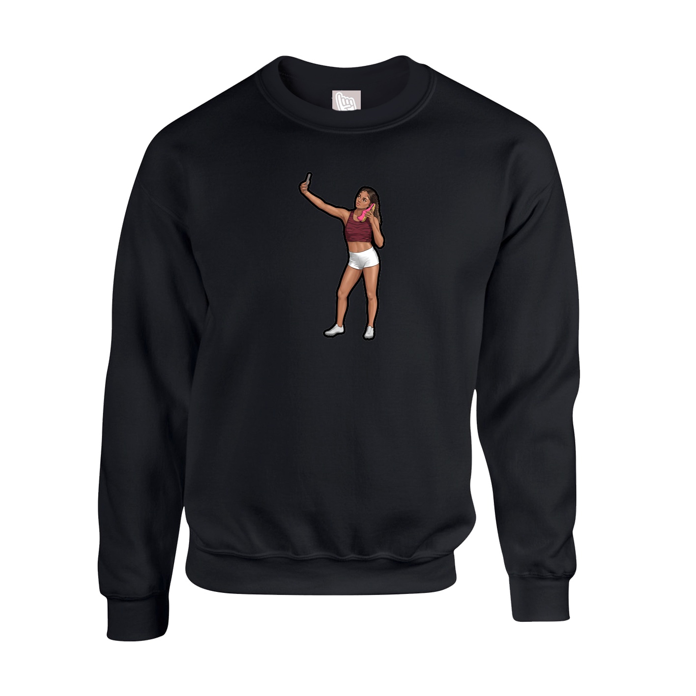 Fleece Crew — Name Vertical in Black
