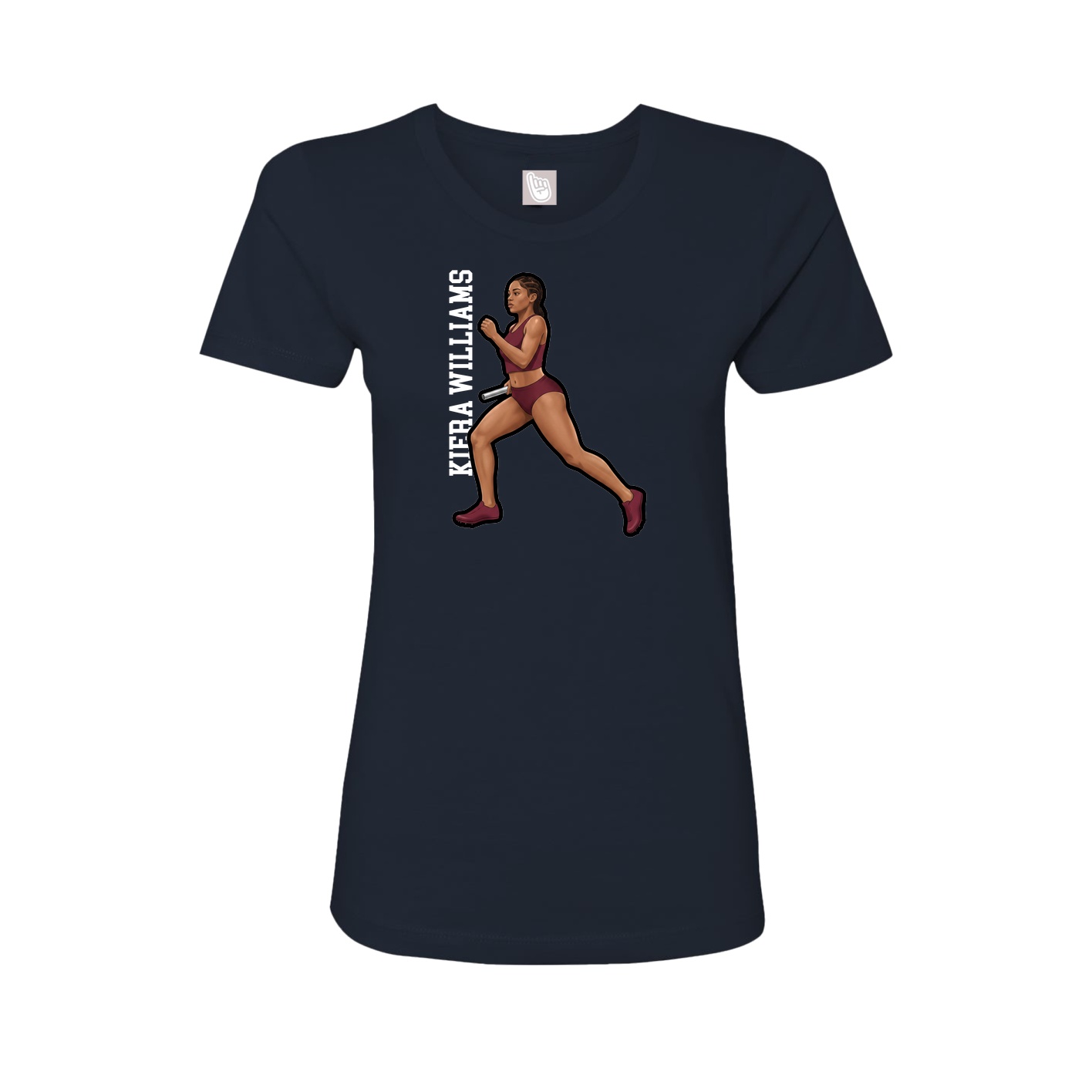 Fitted Women's Tee — Name Vertical in Navy