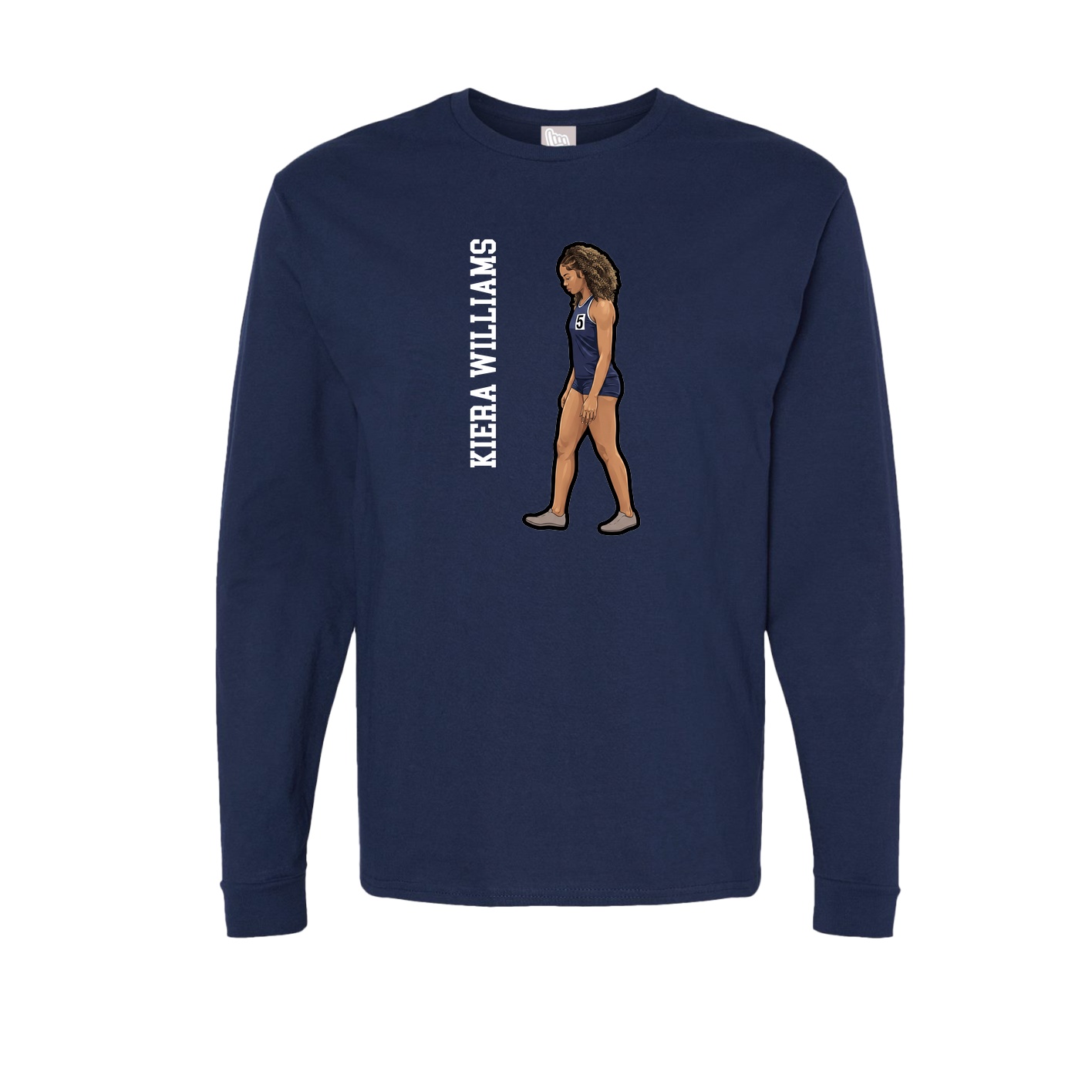 Long Sleeve Tee — Name Vertical in Navy