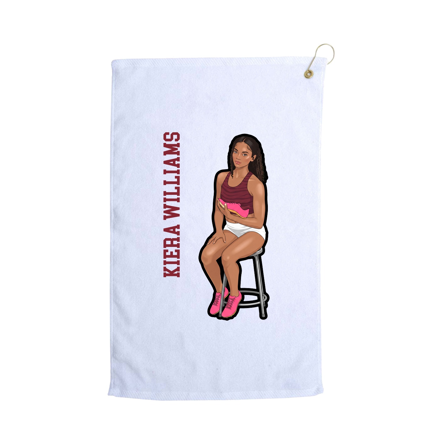 Golf Towel — Name Vertical in White