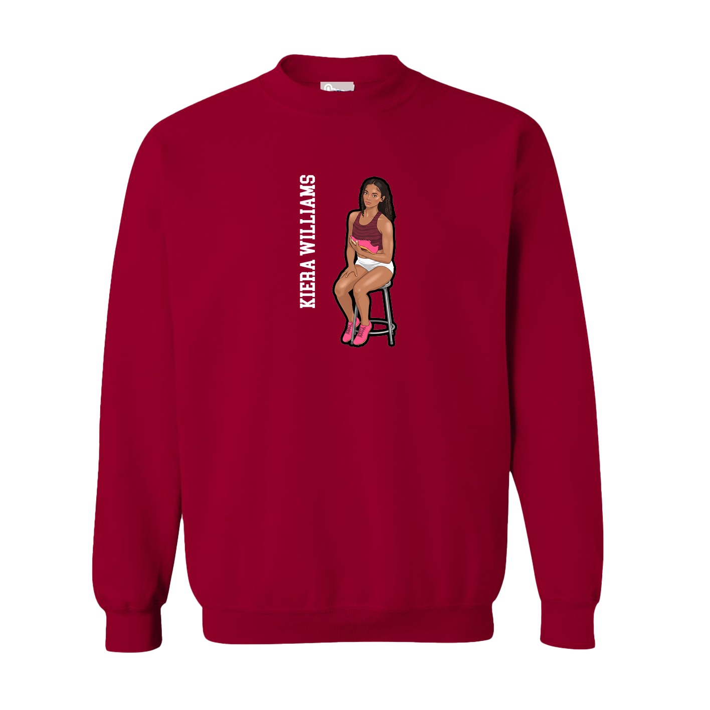 Fleece Crew — Name Vertical in Cardinal