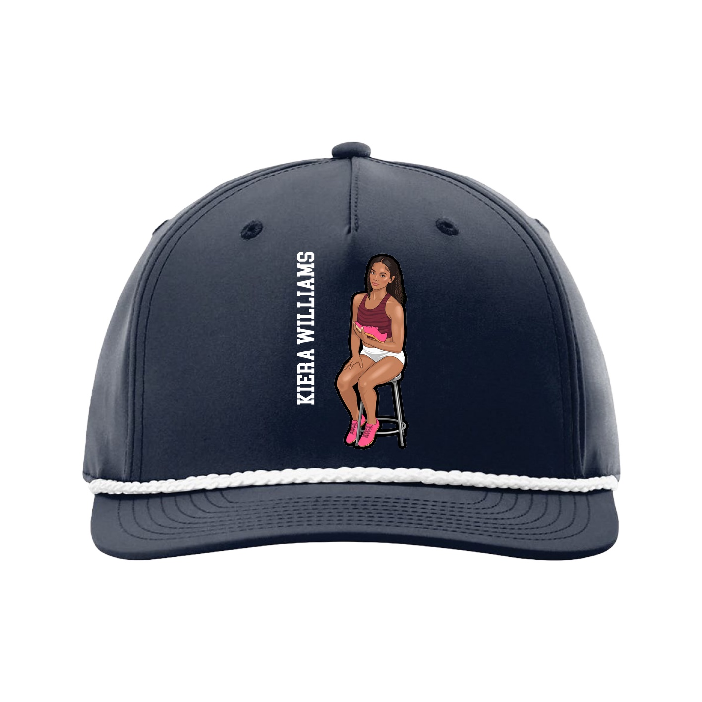 Five-Panel Classic Rope Cap — Name Vertical in Navy