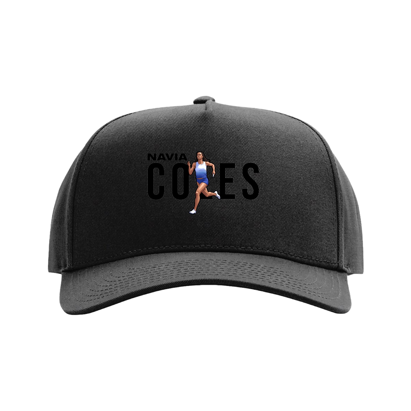 Full Fabric Five-Panel Champ Cap — Player Name in Black