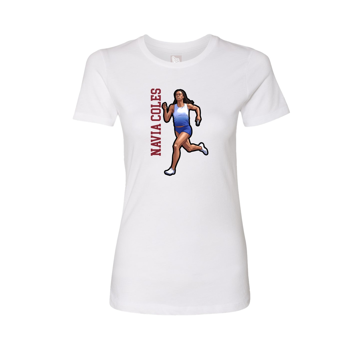 Womens Tee — Name Vertical in White