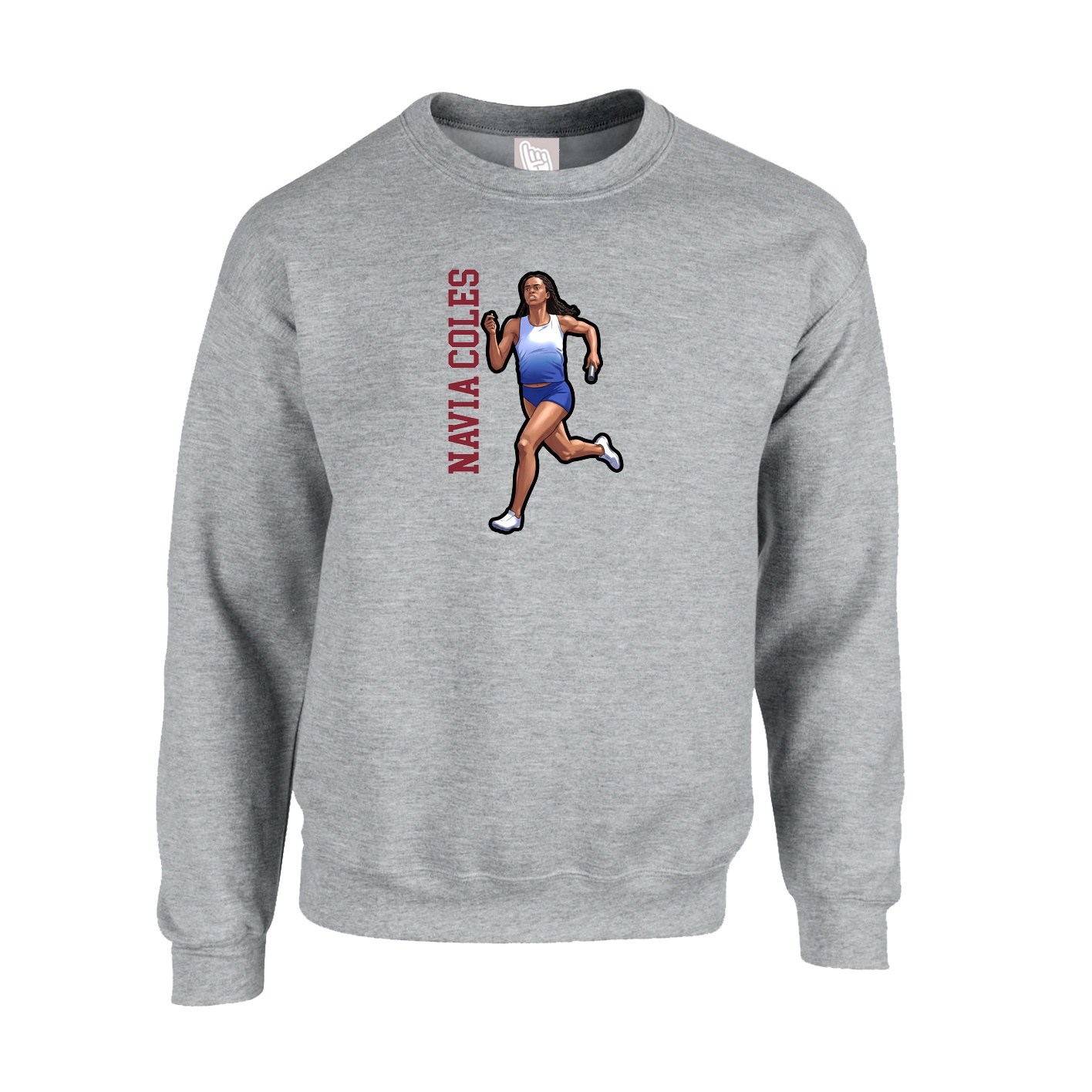 Fleece Crew — Name Vertical in Grey