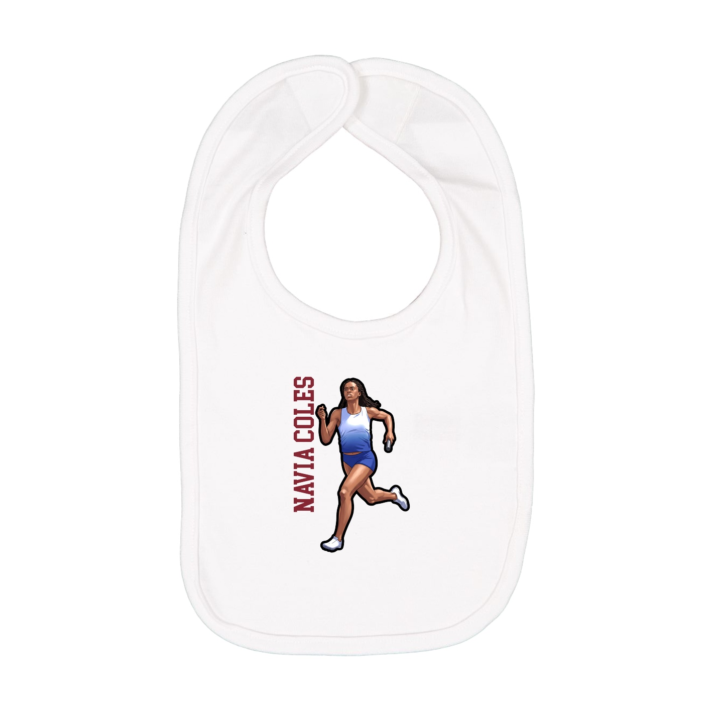 Infant Bib — Name Vertical in White