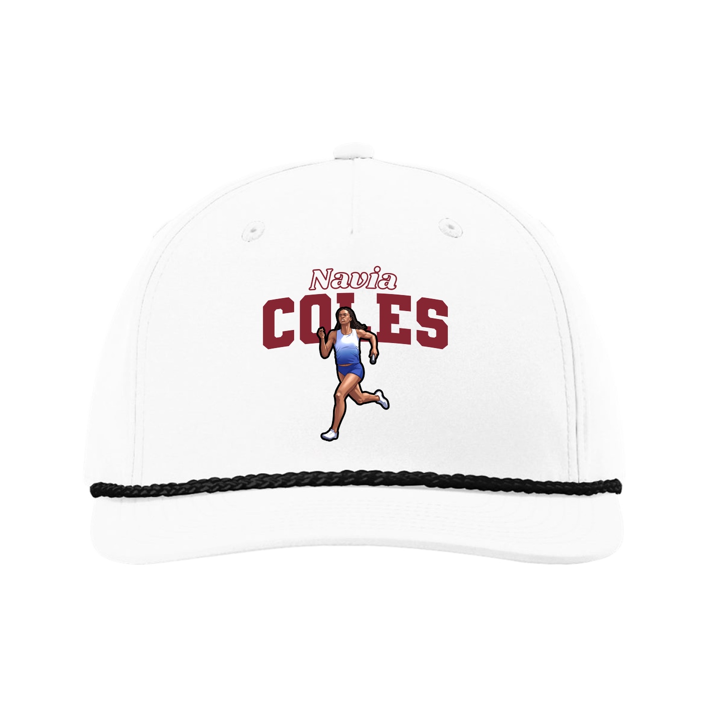 Five-Panel Classic Rope Cap — Name Arch in White