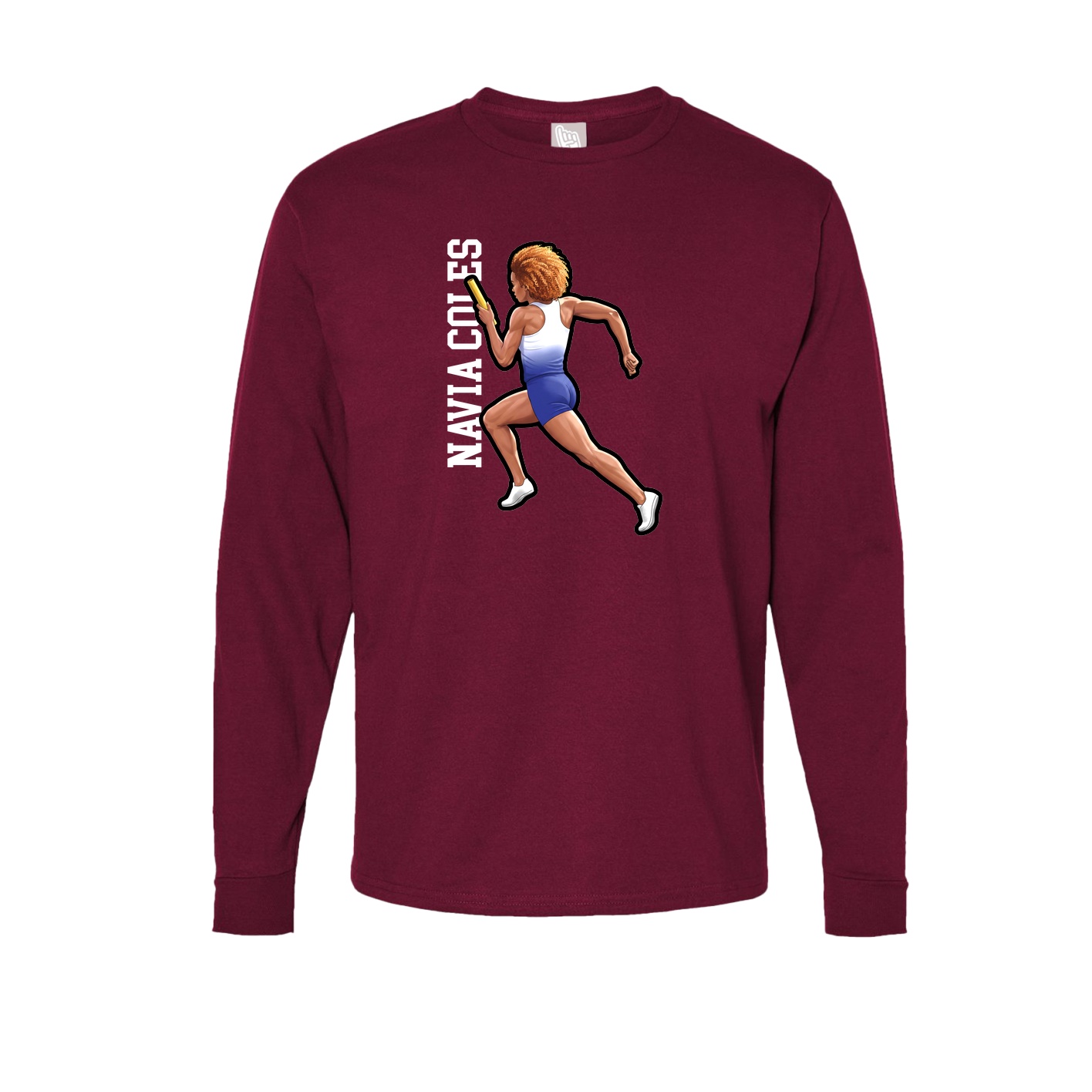 Long Sleeve Tee — Name Vertical in Cardinal