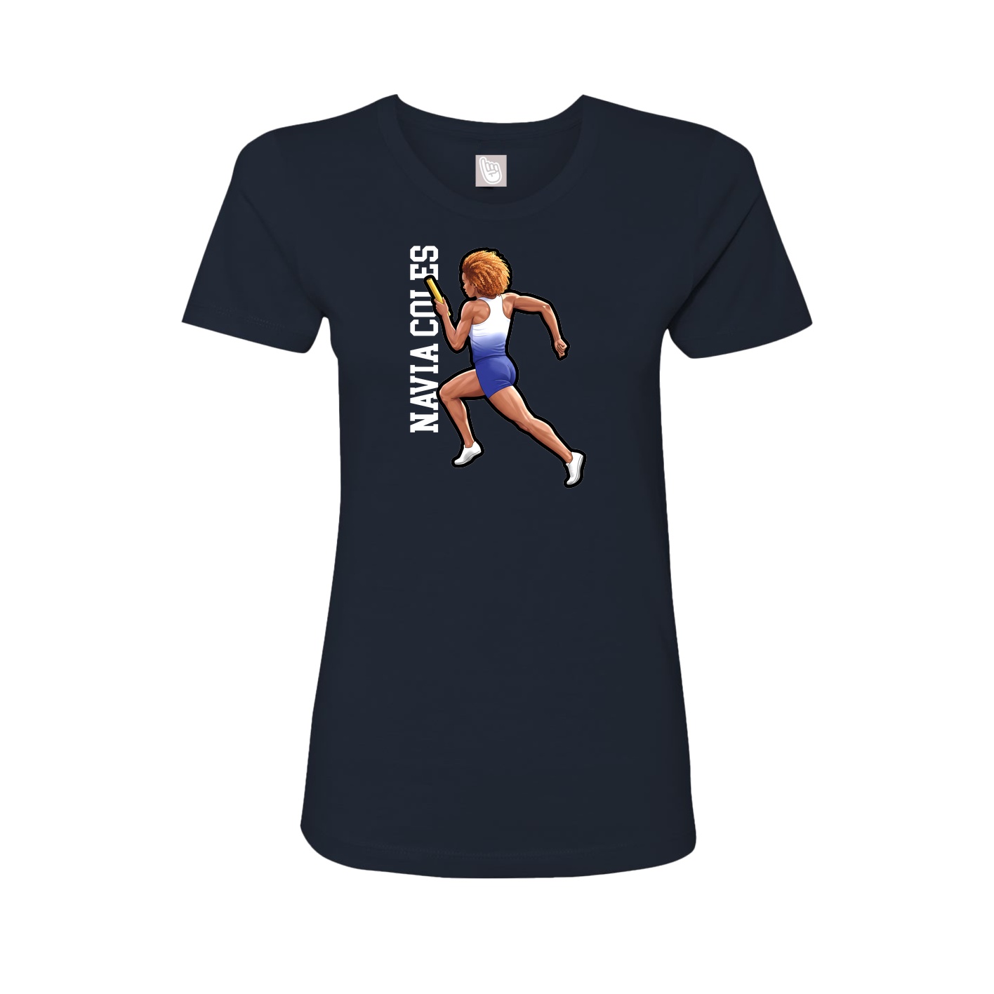 Womens Tee — Name Vertical in Navy
