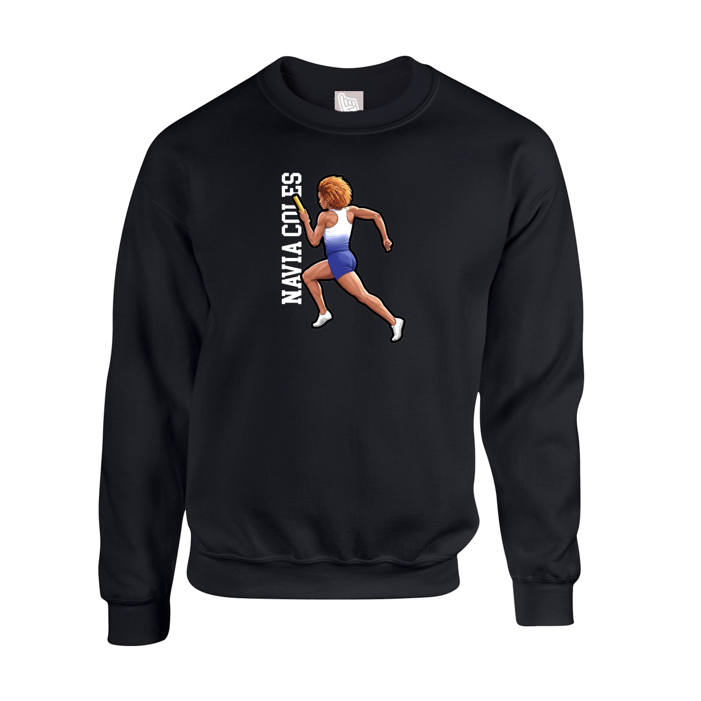 Fleece Crew — Name Vertical in Black
