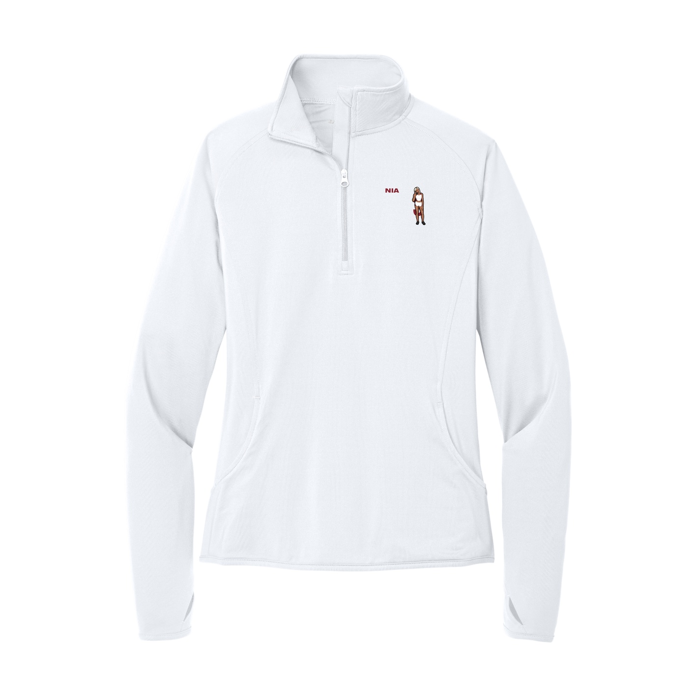 Women's Q-Zip Pullover — Player Name in White