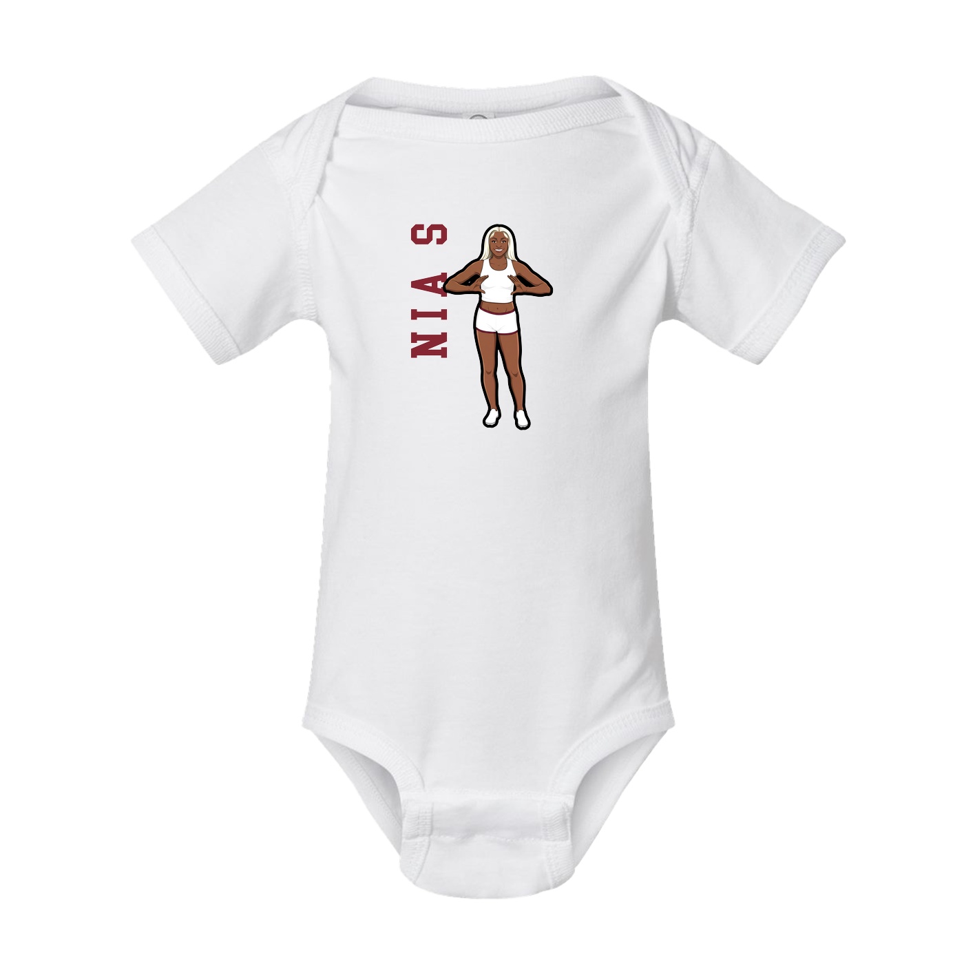 Baby Onesie — Name Vertical in White