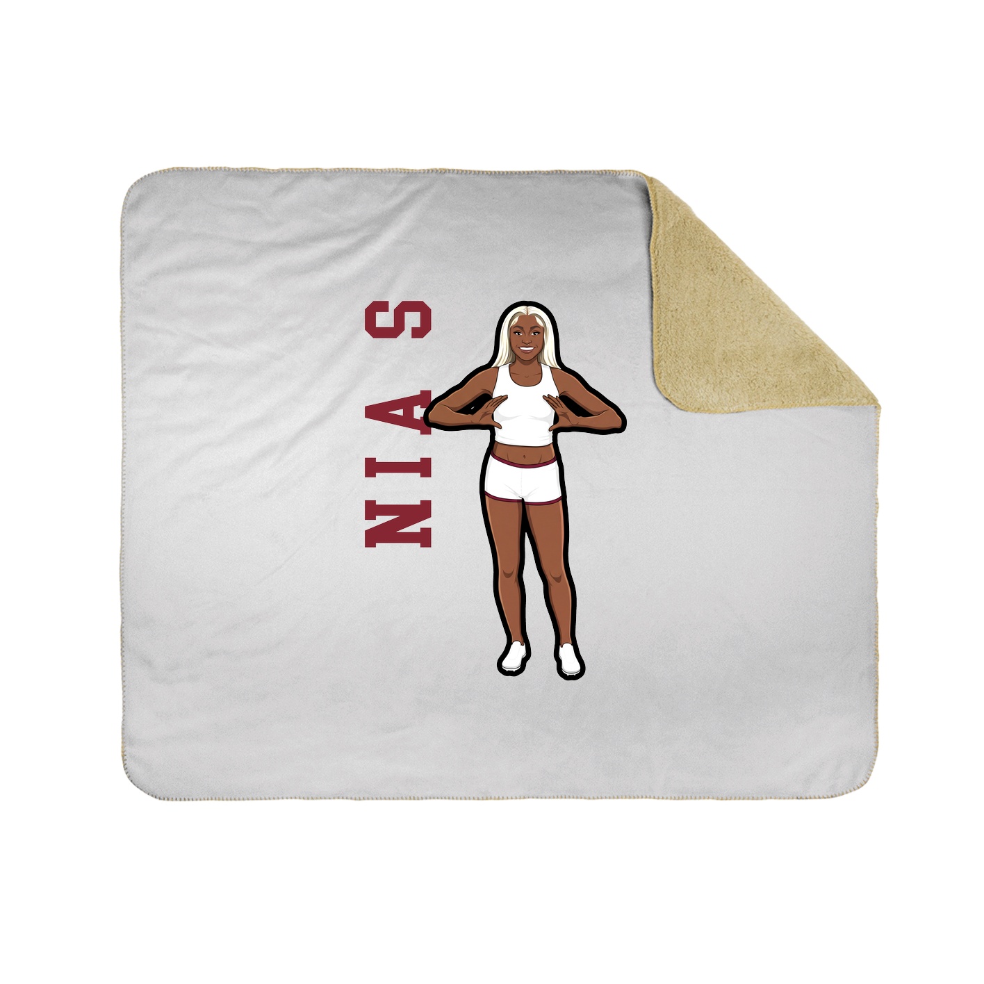 Throw Blanket — Name Vertical in White