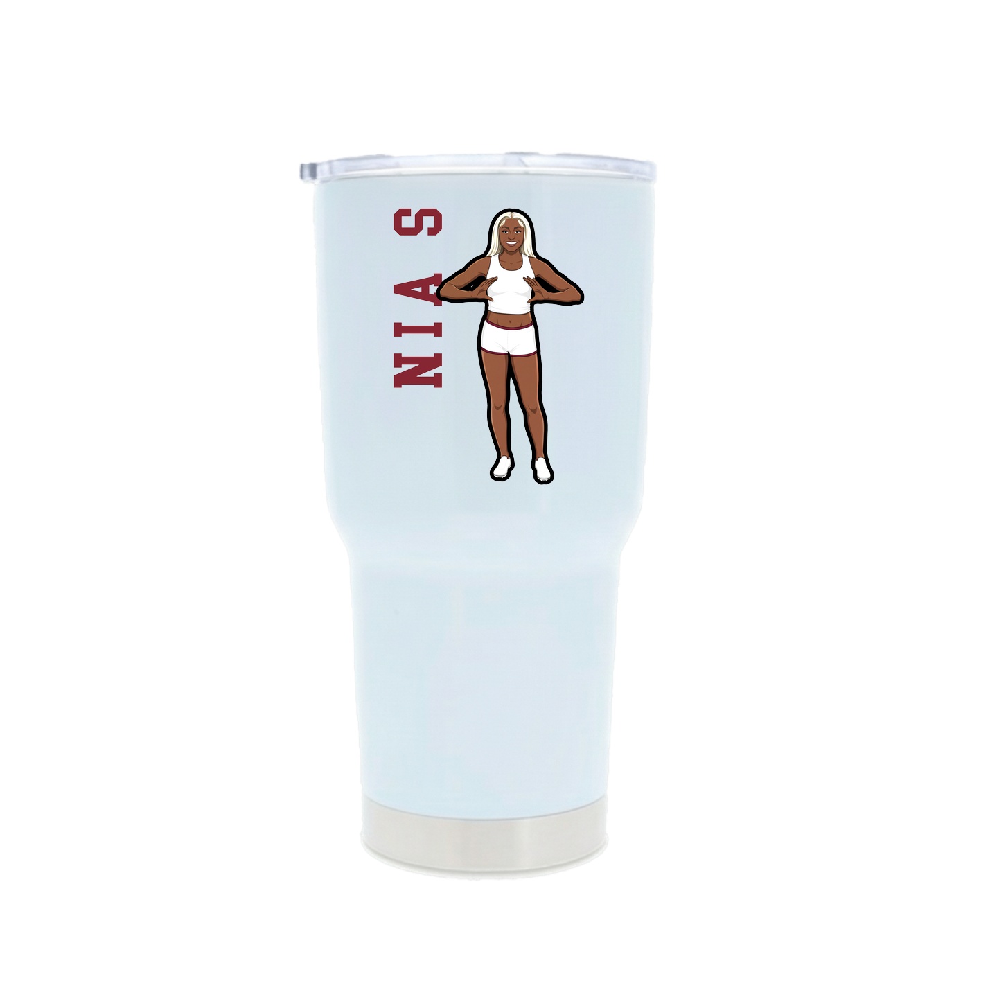 30oz Stainless Steel Tumbler — Name Vertical in White