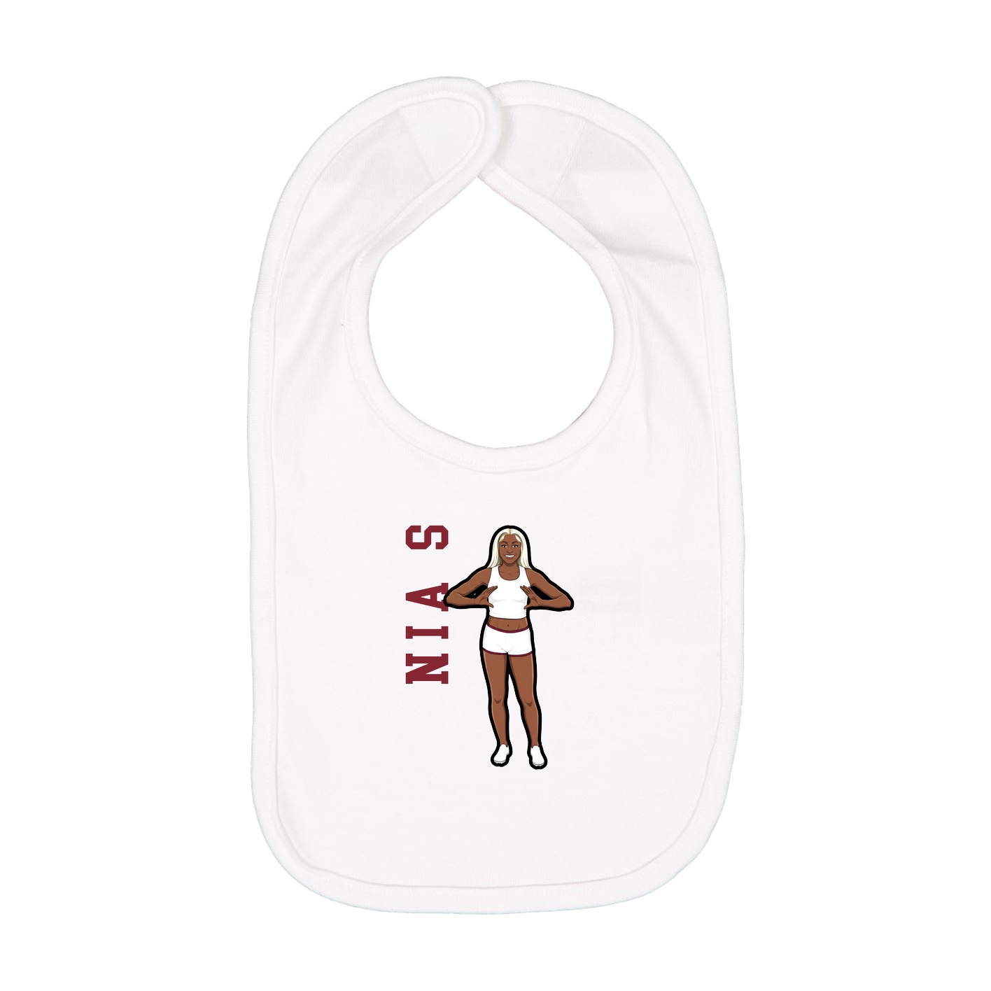 Infant Bib — Name Vertical in White