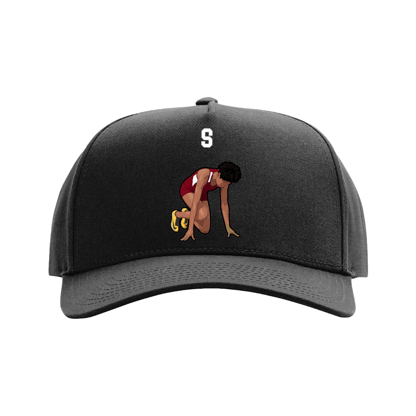 Full Fabric Five-Panel Champ Cap — Shirsey Arch in Black
