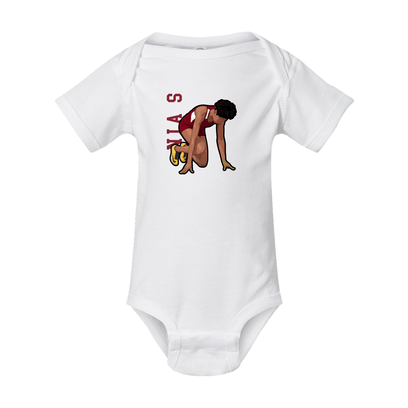 Baby Onesie — Name Vertical in White