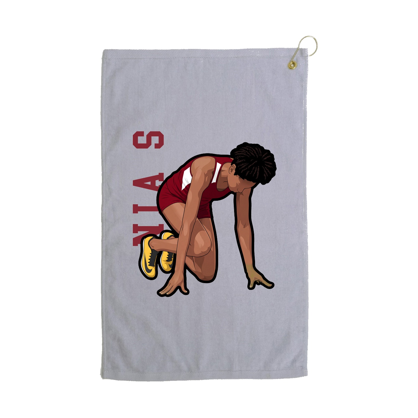 Golf Towel — Name Vertical in Grey