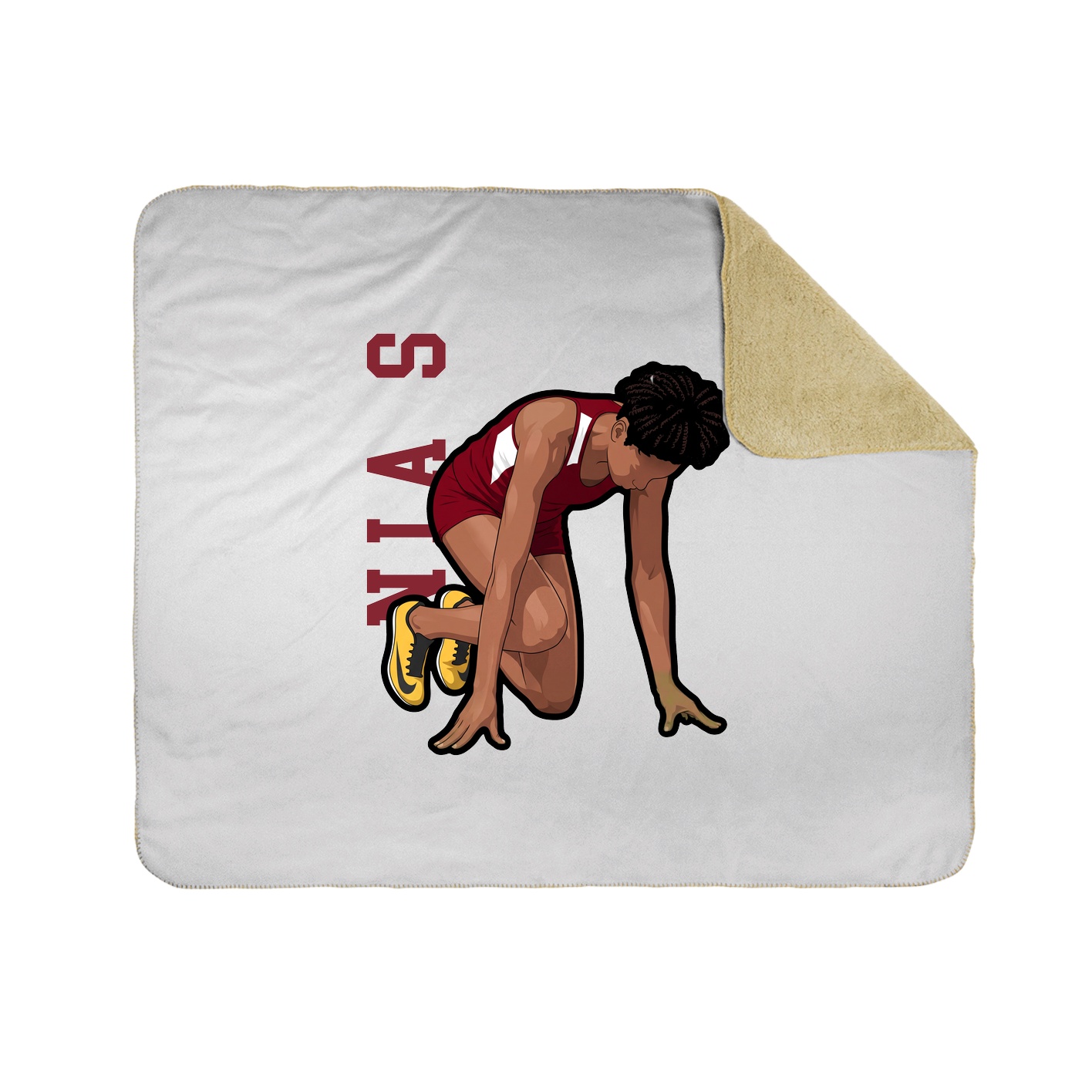 Throw Blanket — Name Vertical in White