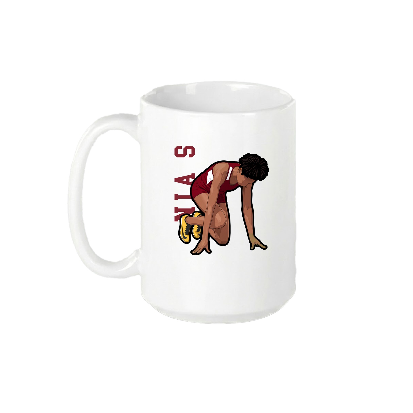 15oz Coffee Mug — Name Vertical in White