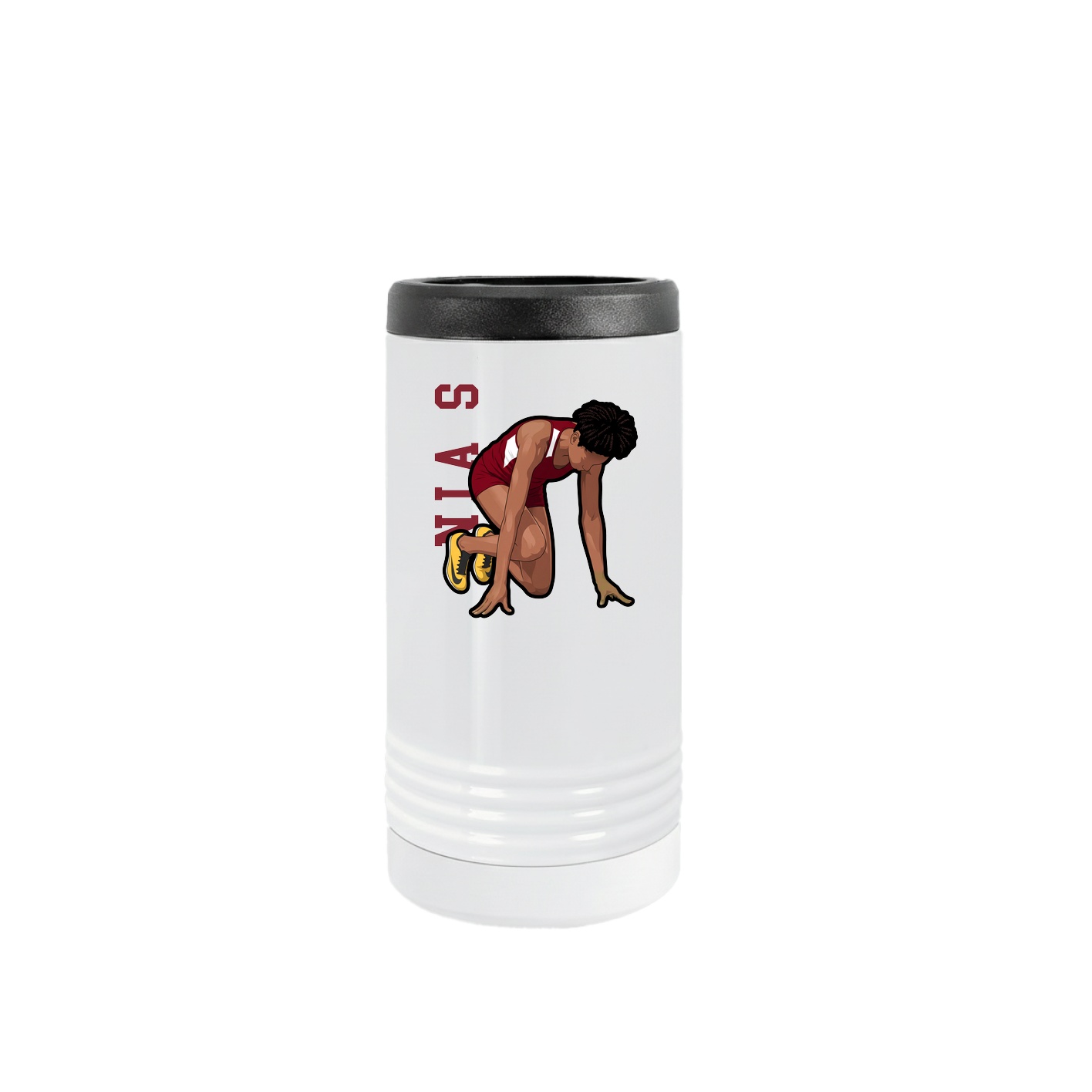 Slim Beverage Holder — Name Vertical in White