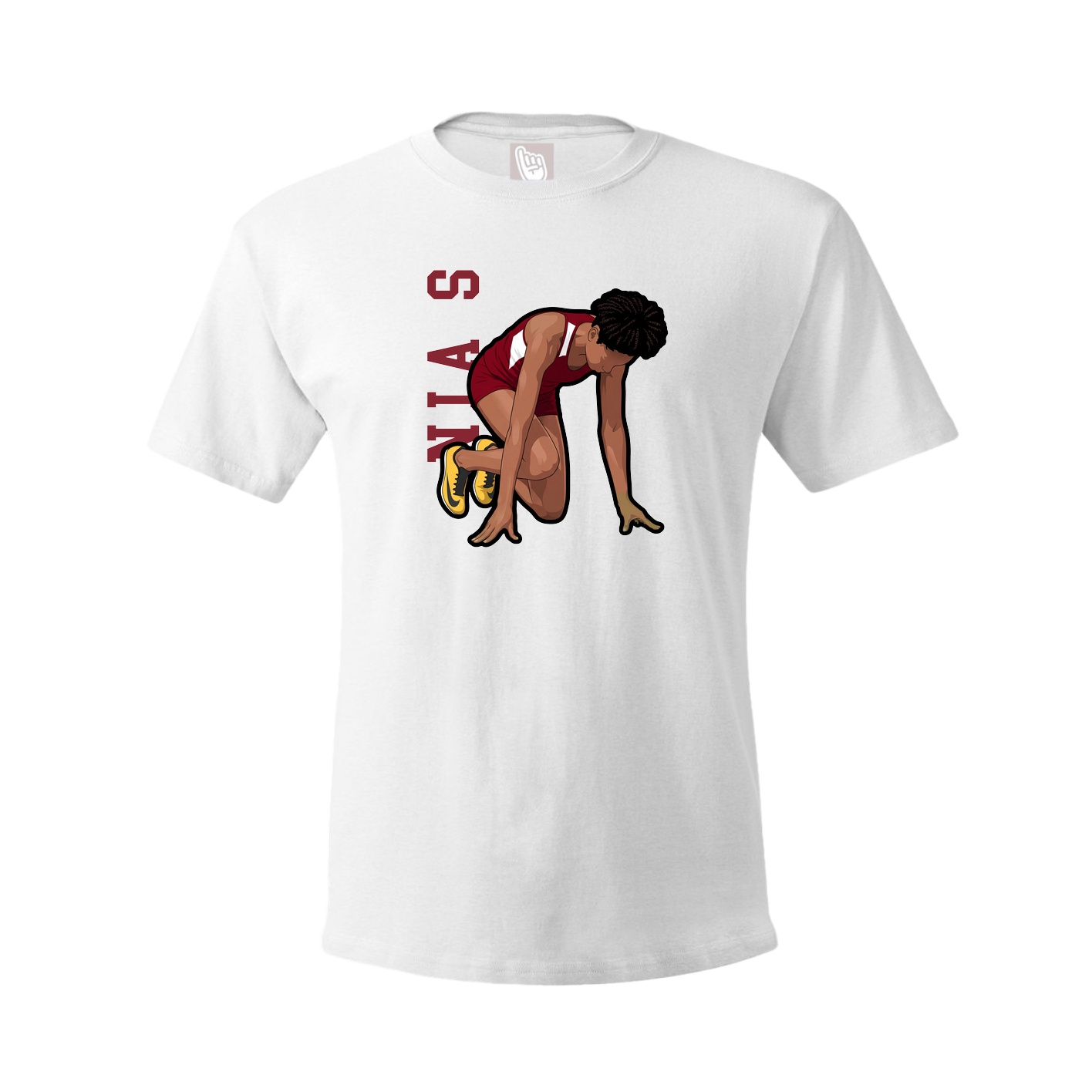 Youth Tee — Name Vertical in White
