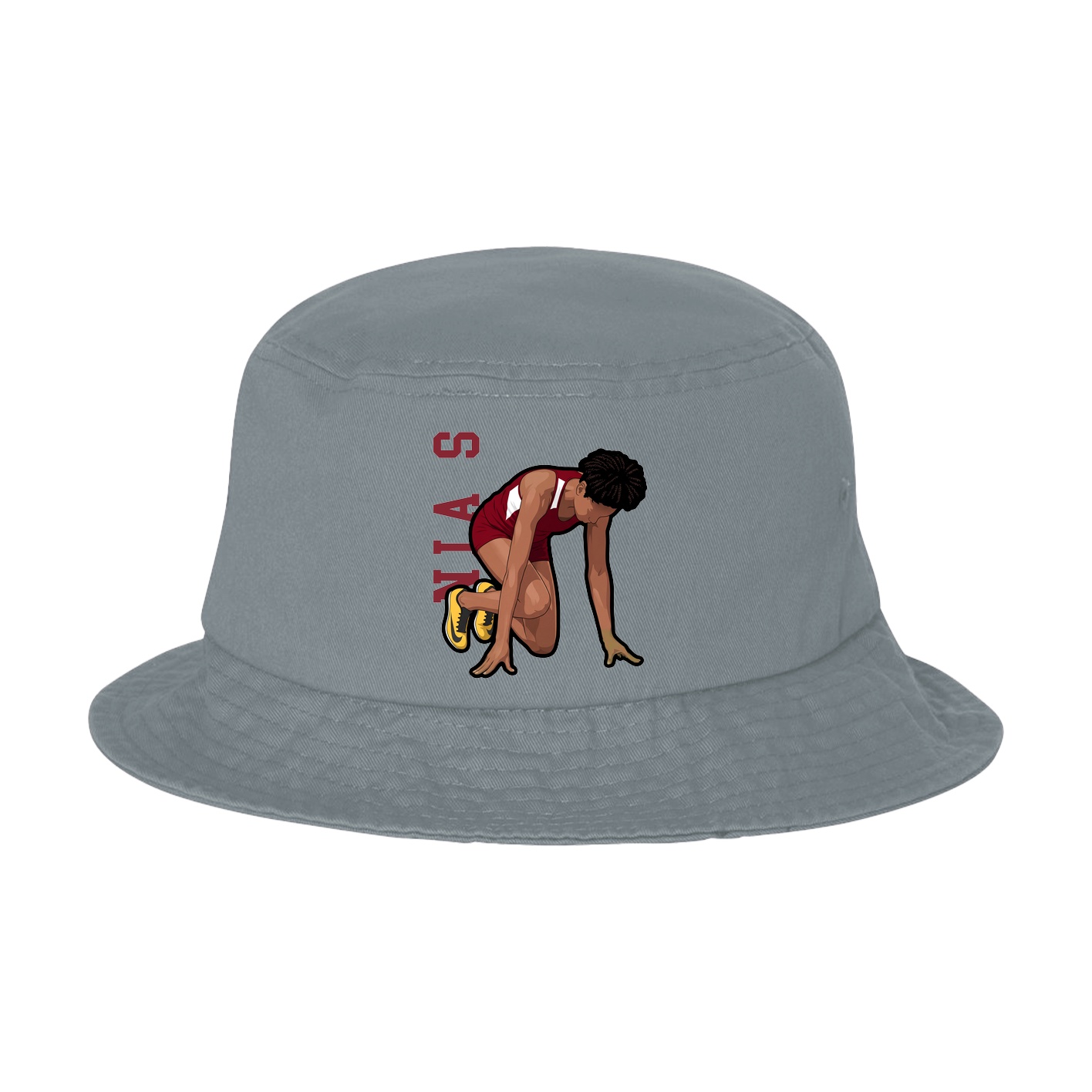 Bucket Cap — Name Vertical in Grey