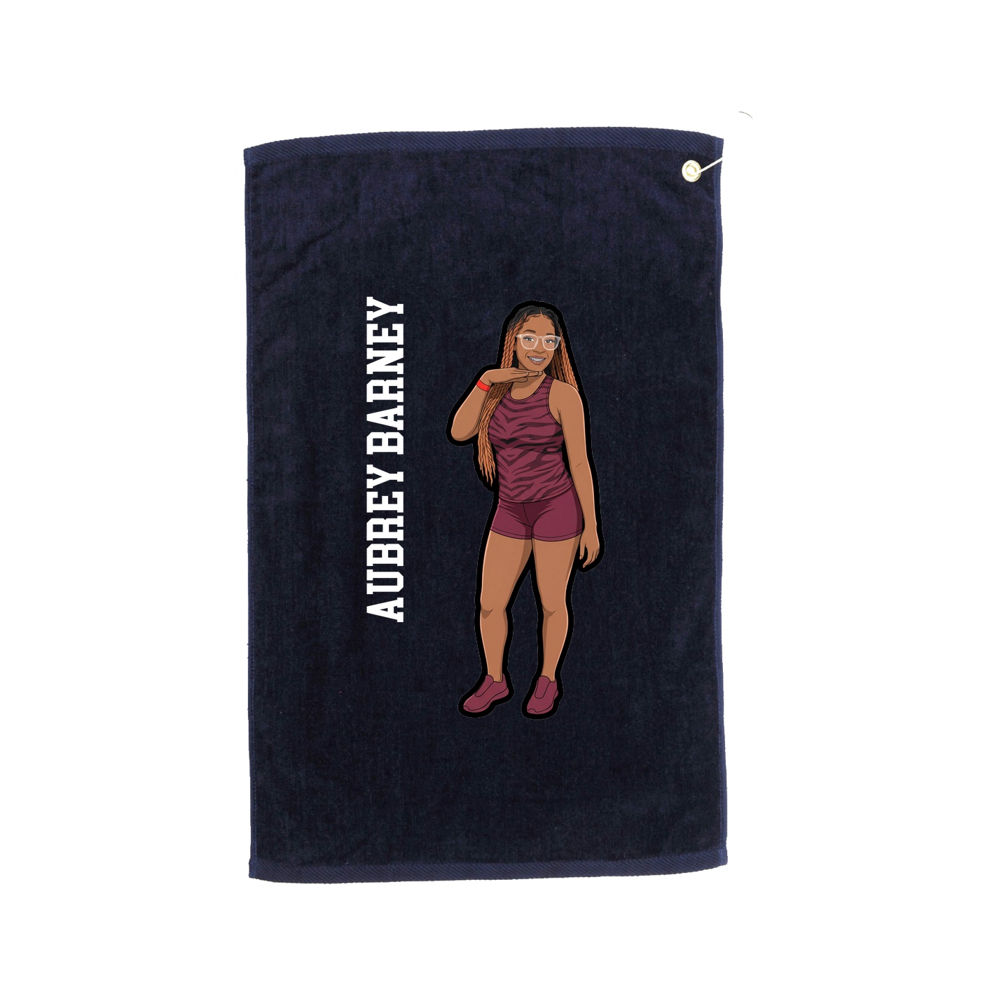 Golf Towel — Name Vertical in Navy