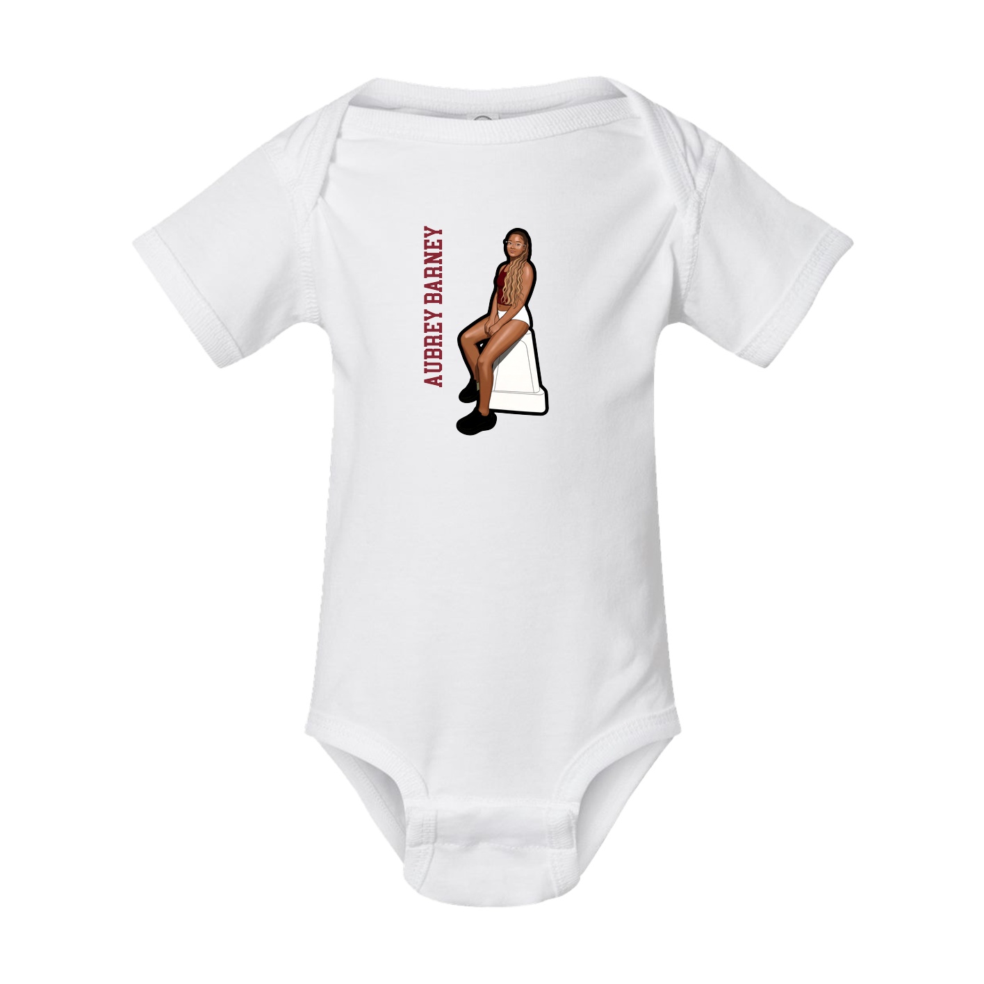 Baby Onesie — Name Vertical in White