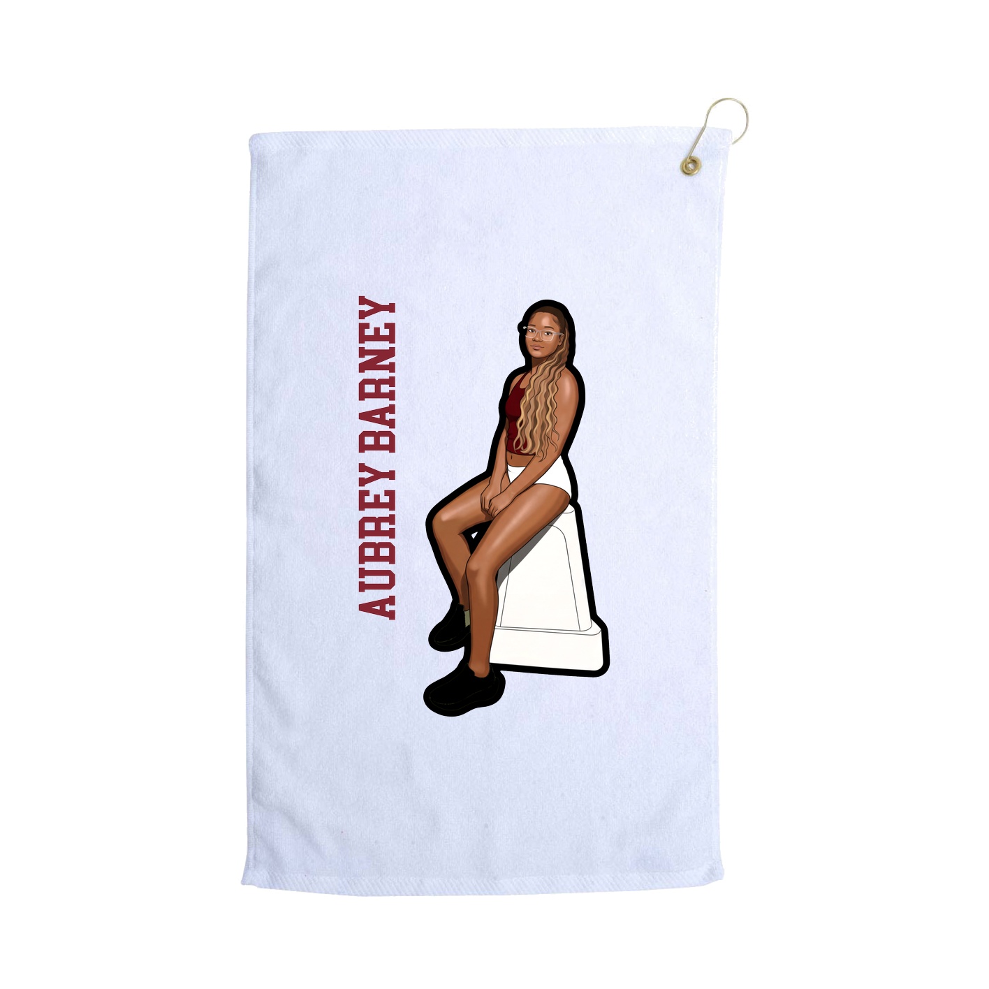 Golf Towel — Name Vertical in White