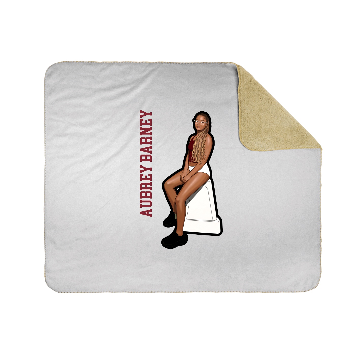 Throw Blanket — Name Vertical in White
