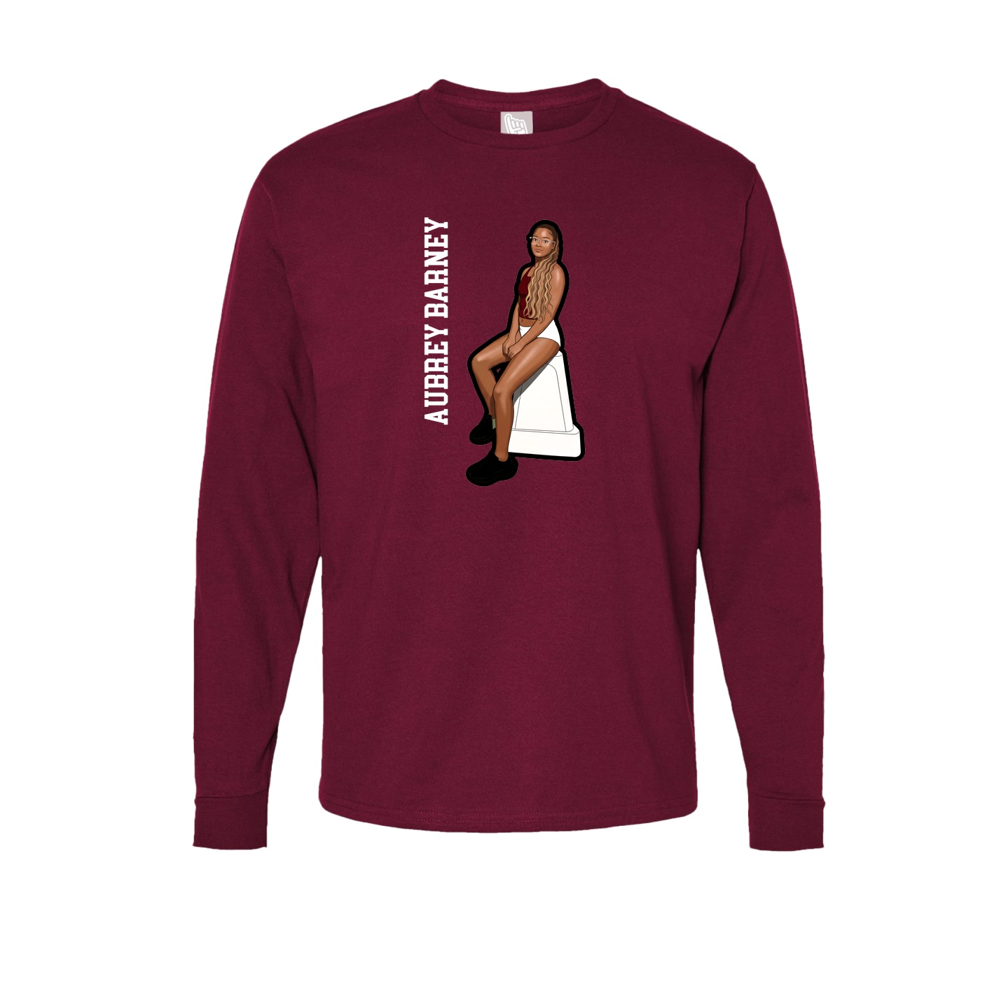 Long Sleeve Tee — Name Vertical in Cardinal