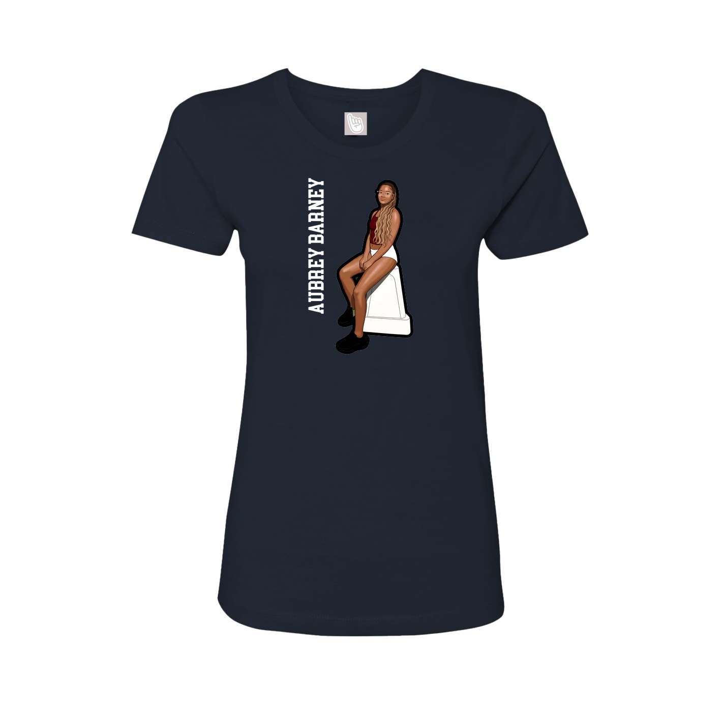 Fitted Women's Tee — Name Vertical in Navy