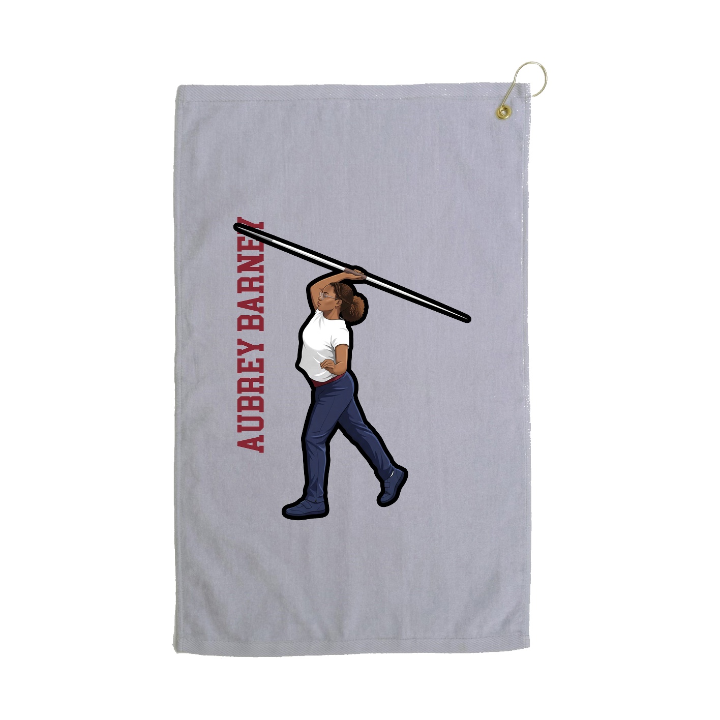 Golf Towel — Name Vertical in Grey